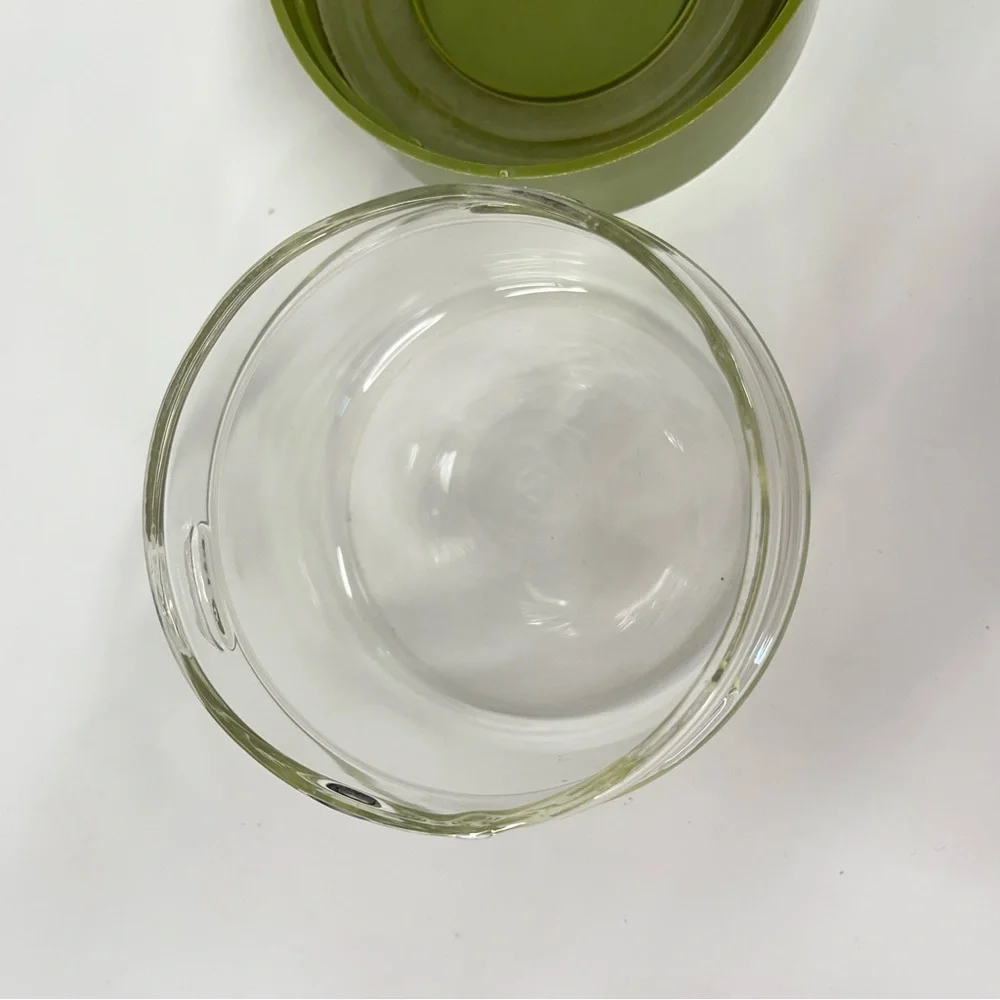 Vintage Pyrex 4x5” Glass Store'n See glass 0640 canister jar Avocado Green